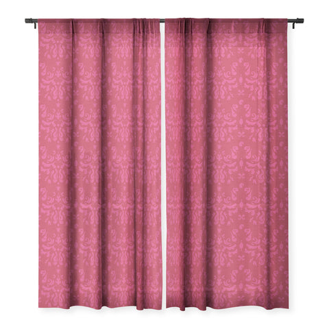 Camilla Foss Modern Damask Pink Sheer Window Curtain