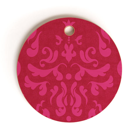Camilla Foss Modern Damask Pink Cutting Board Round