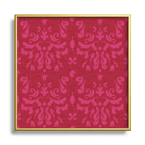 Camilla Foss Modern Damask Pink Square Metal Framed Art Print