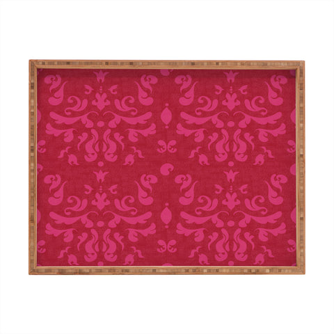 Camilla Foss Modern Damask Pink Rectangular Tray