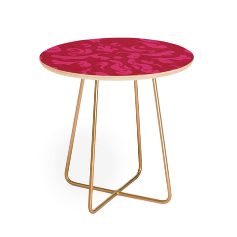 Camilla Foss Modern Damask Pink Round Side Table