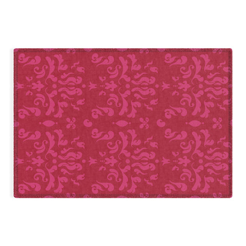 Camilla Foss Modern Damask Pink Outdoor Rug