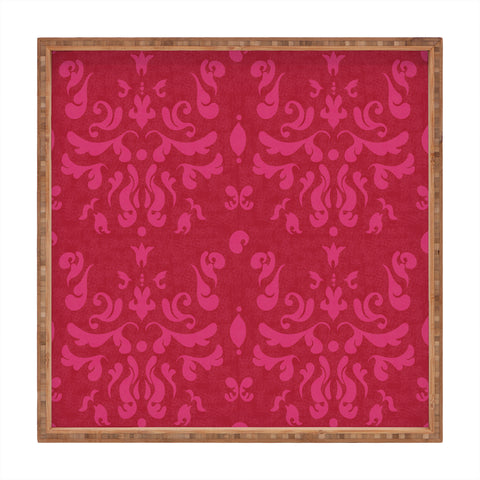 Camilla Foss Modern Damask Pink Square Tray