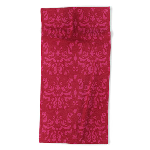 Camilla Foss Modern Damask Pink Beach Towel