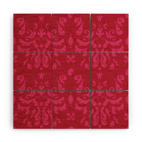 Camilla Foss Modern Damask Pink Wood Wall Mural