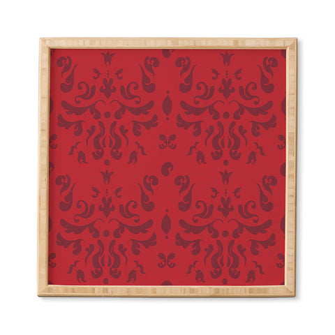 Camilla Foss Modern Damask Red Framed Wall Art