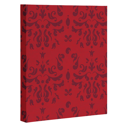 Camilla Foss Modern Damask Red Art Canvas