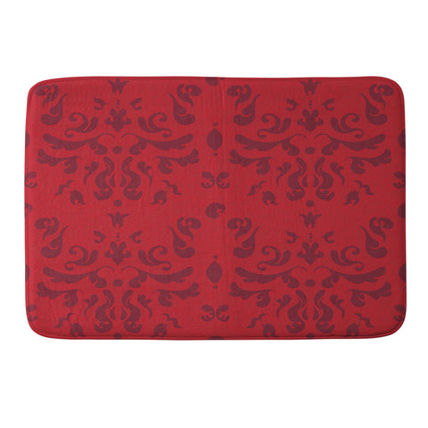 Camilla Foss Modern Damask Red Memory Foam Bath Mat