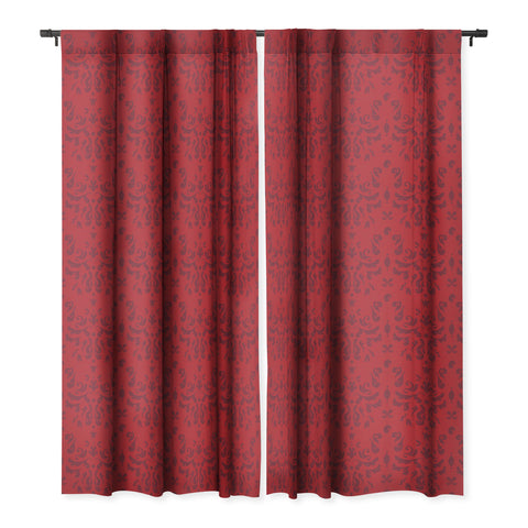 Camilla Foss Modern Damask Red Blackout Window Curtain