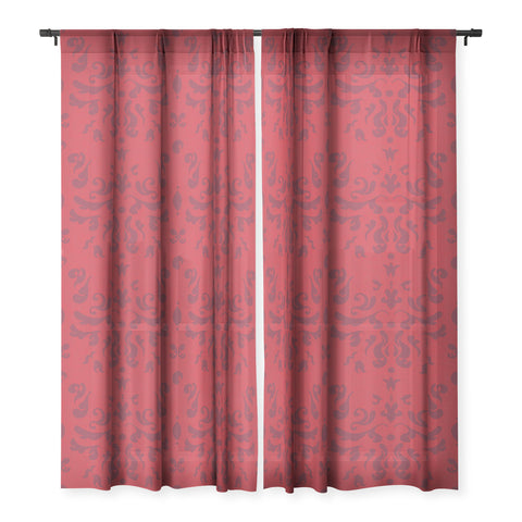 Camilla Foss Modern Damask Red Sheer Non Repeat