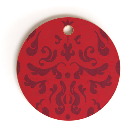 Camilla Foss Modern Damask Red Cutting Board Round