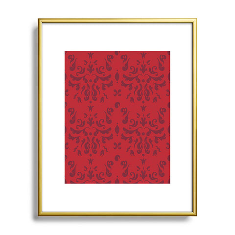 Camilla Foss Modern Damask Red Metal Framed Art Print