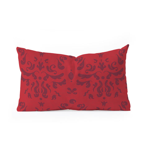 Camilla Foss Modern Damask Red Oblong Throw Pillow