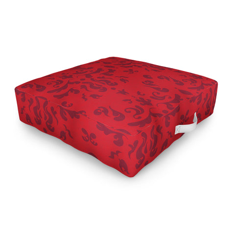 Camilla Foss Modern Damask Red Outdoor Floor Cushion