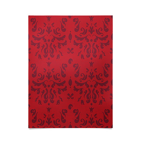 Camilla Foss Modern Damask Red Poster