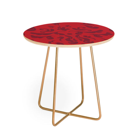 Camilla Foss Modern Damask Red Round Side Table