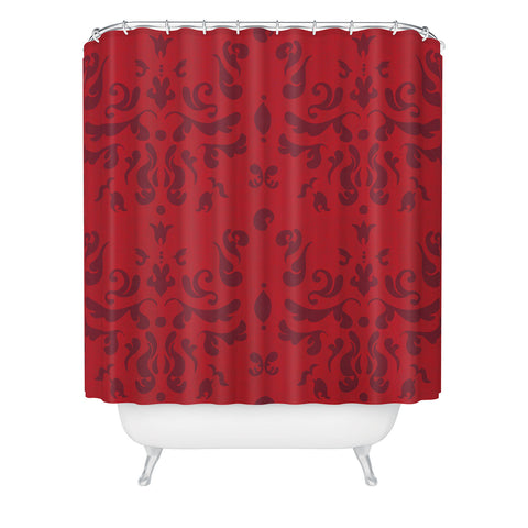 Camilla Foss Modern Damask Red Shower Curtain