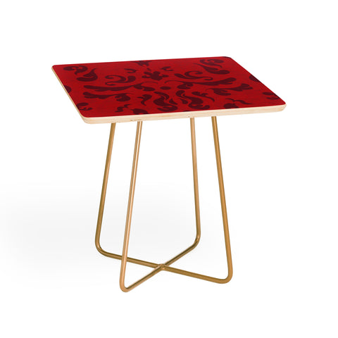 Camilla Foss Modern Damask Red Side Table