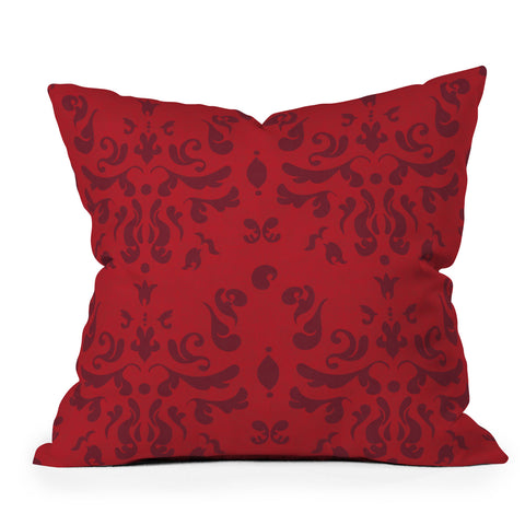 Camilla Foss Modern Damask Red Throw Pillow