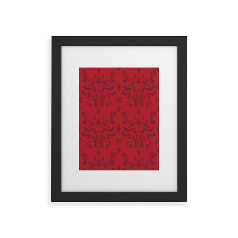Camilla Foss Modern Damask Red Framed Art Print