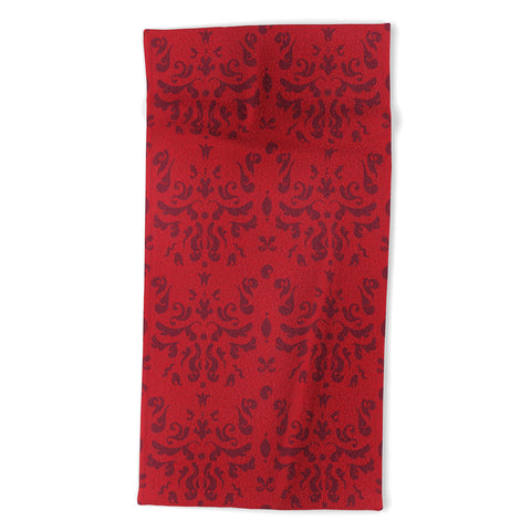 Camilla Foss Modern Damask Red Beach Towel