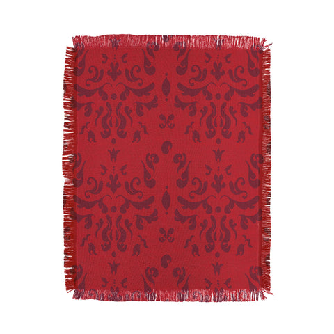 Camilla Foss Modern Damask Red Throw Blanket