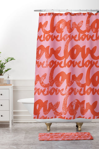Camilla Foss Pattern of Love Shower Curtain And Mat