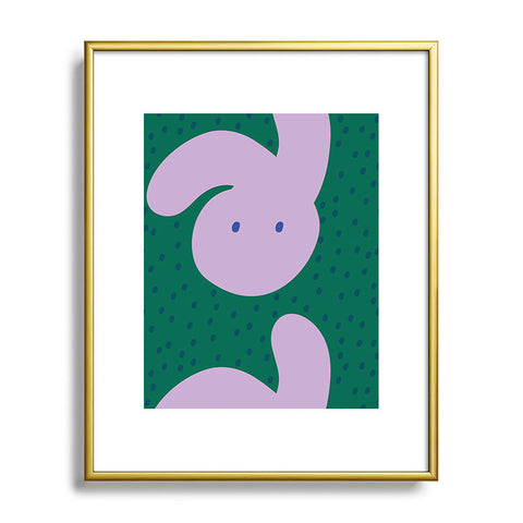 Camilla Foss Pebbles and Rabbit Metal Framed Art Print
