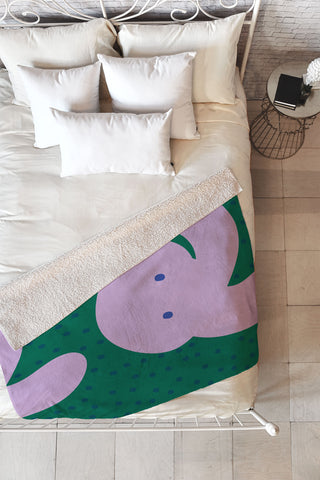 Camilla Foss Pebbles and Rabbit Fleece Throw Blanket
