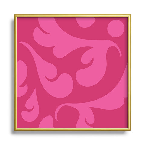 Camilla Foss Playful Pink Square Metal Framed Art Print
