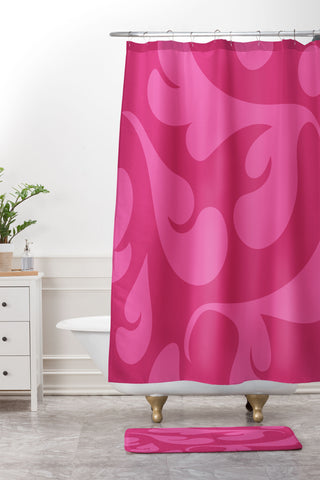 Camilla Foss Playful Pink Shower Curtain And Mat