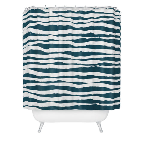 Camilla Foss Scandi Waves Shower Curtain