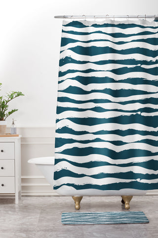 Camilla Foss Scandi Waves Shower Curtain And Mat