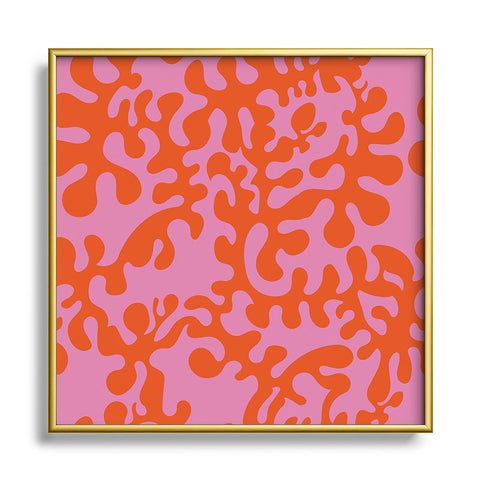Camilla Foss Shapes Pink and Orange Square Metal Framed Art Print