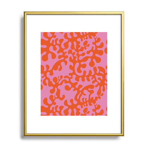 Camilla Foss Shapes Pink and Orange Metal Framed Art Print