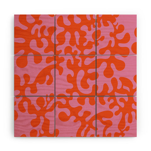 Camilla Foss Shapes Pink and Orange Wood Wall Mural