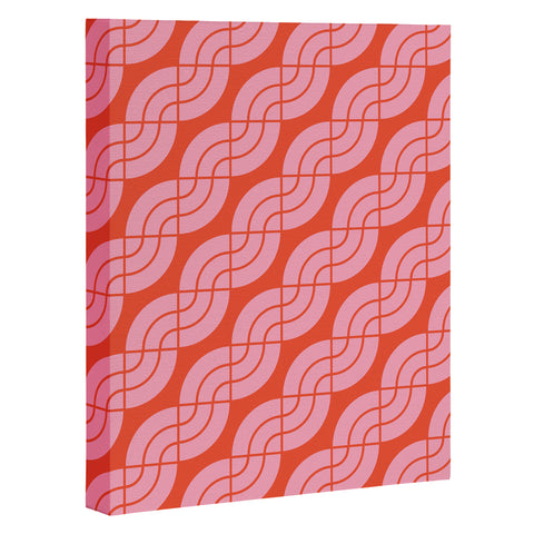 Camilla Foss Twisted Pattern Pink Orange Art Canvas