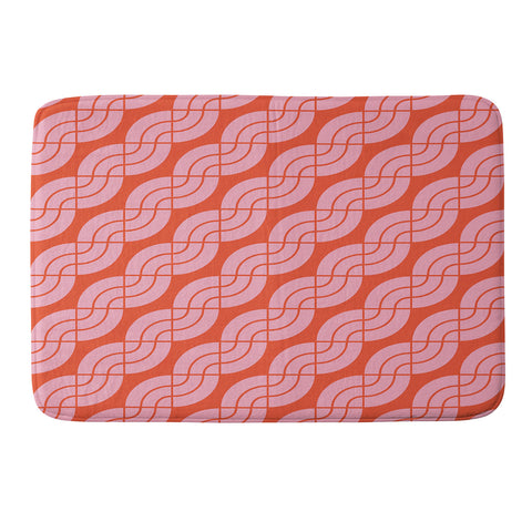 Camilla Foss Twisted Pattern Pink Orange Memory Foam Bath Mat