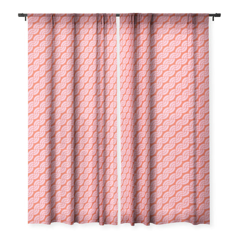 Camilla Foss Twisted Pattern Pink Orange Sheer Window Curtain