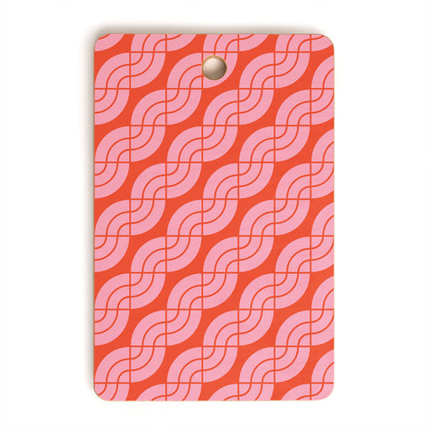 Camilla Foss Twisted Pattern Pink Orange Cutting Board Rectangle