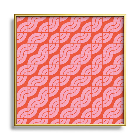 Camilla Foss Twisted Pattern Pink Orange Square Metal Framed Art Print