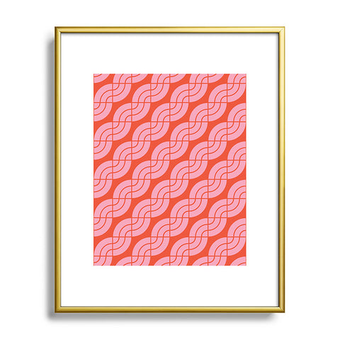 Camilla Foss Twisted Pattern Pink Orange Metal Framed Art Print