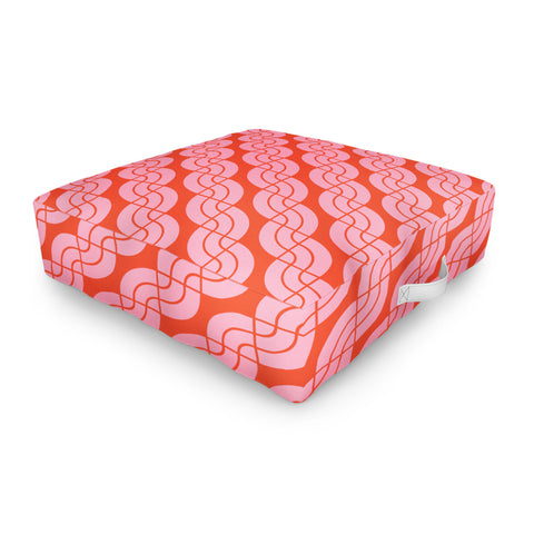 Camilla Foss Twisted Pattern Pink Orange Outdoor Floor Cushion