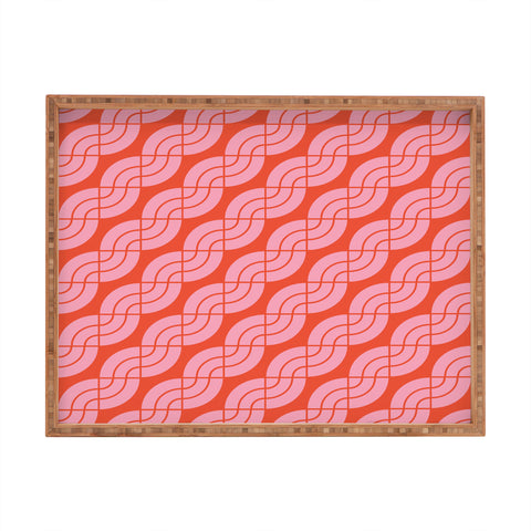 Camilla Foss Twisted Pattern Pink Orange Rectangular Tray