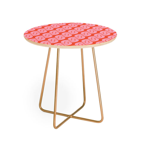 Camilla Foss Twisted Pattern Pink Orange Round Side Table