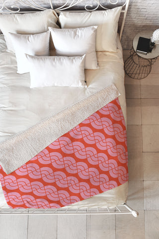 Camilla Foss Twisted Pattern Pink Orange Fleece Throw Blanket