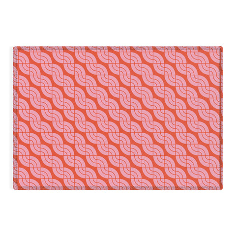 Camilla Foss Twisted Pattern Pink Orange Outdoor Rug