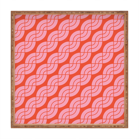 Camilla Foss Twisted Pattern Pink Orange Square Tray