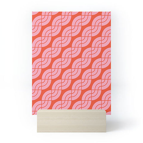 Camilla Foss Twisted Pattern Pink Orange Mini Art Print