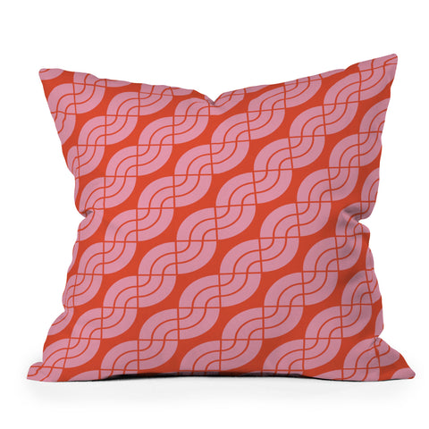 Camilla Foss Twisted Pattern Pink Orange Outdoor Throw Pillow